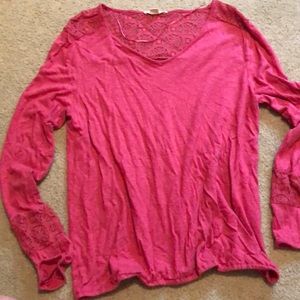 Cute long sleeve top with lacy shoulder and back.